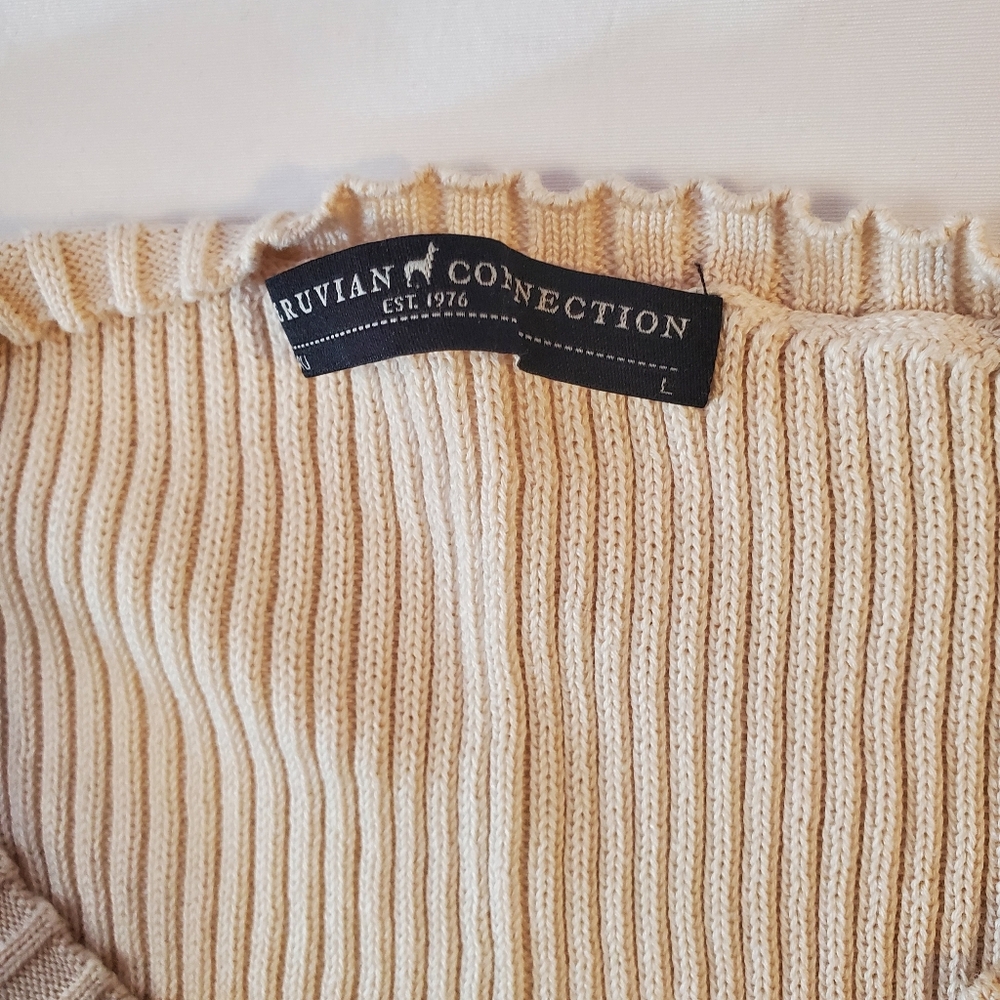 Peruvian Collection Cream Ribbed Knit Sweater - Size Large - Picture 2 of 3